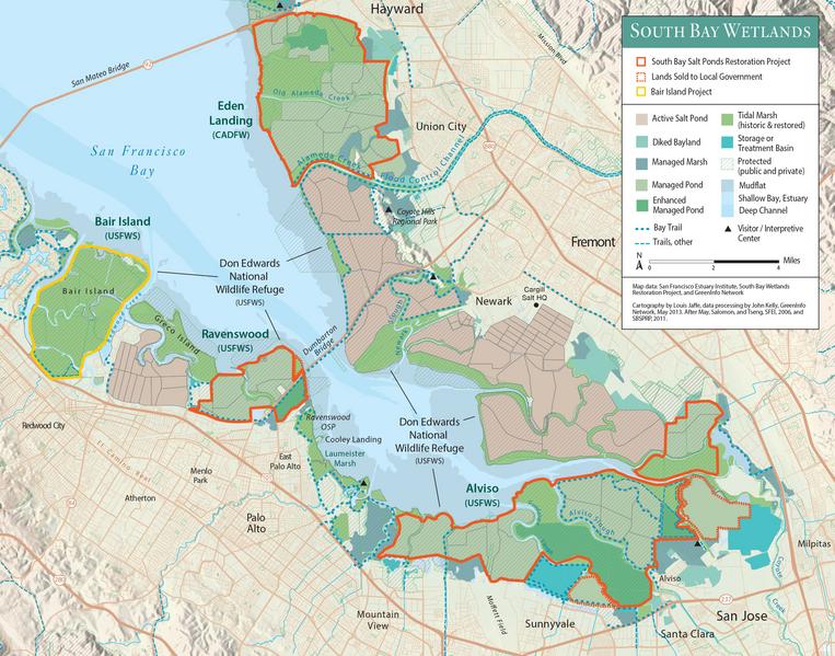 Map of South Bay Wetlands, 2013. Map by San Francisco Estuary Institute, et al