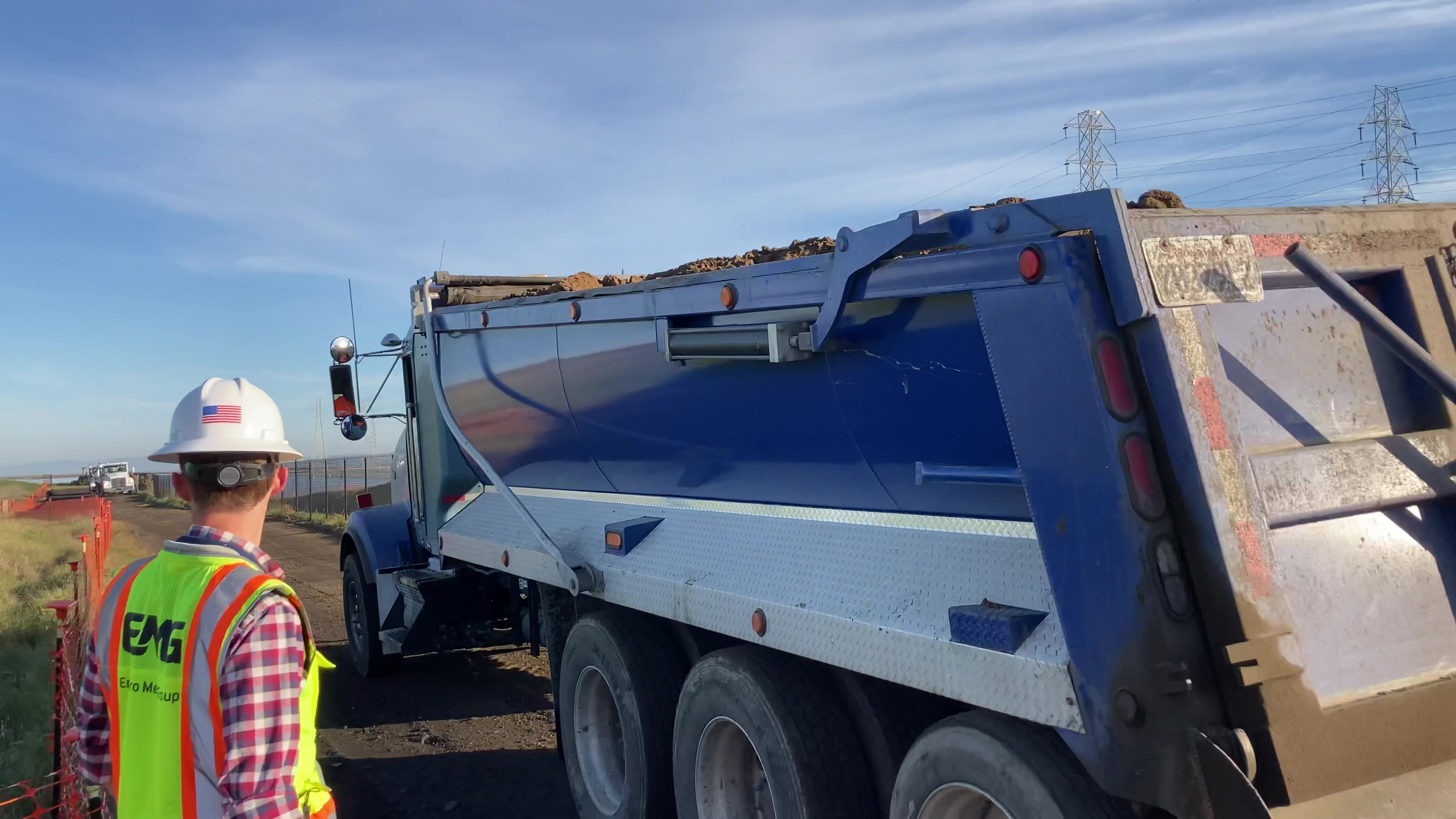 Trucks bearing dirt to our Mountain View ponds