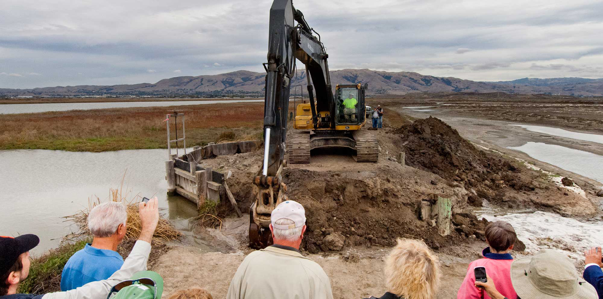 construction equipment on the marsh