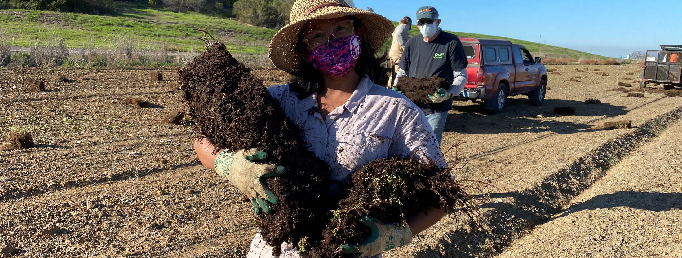 Person holding sediment samples