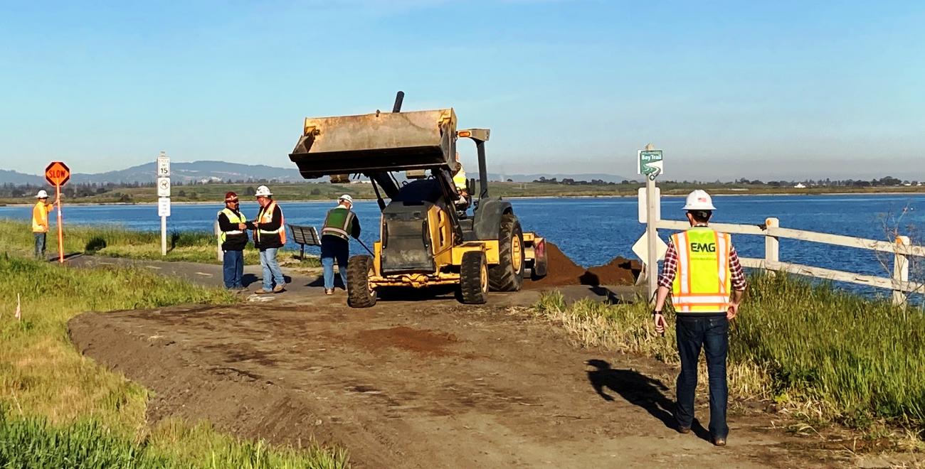 Workers along the Bay Trail in Mountain View