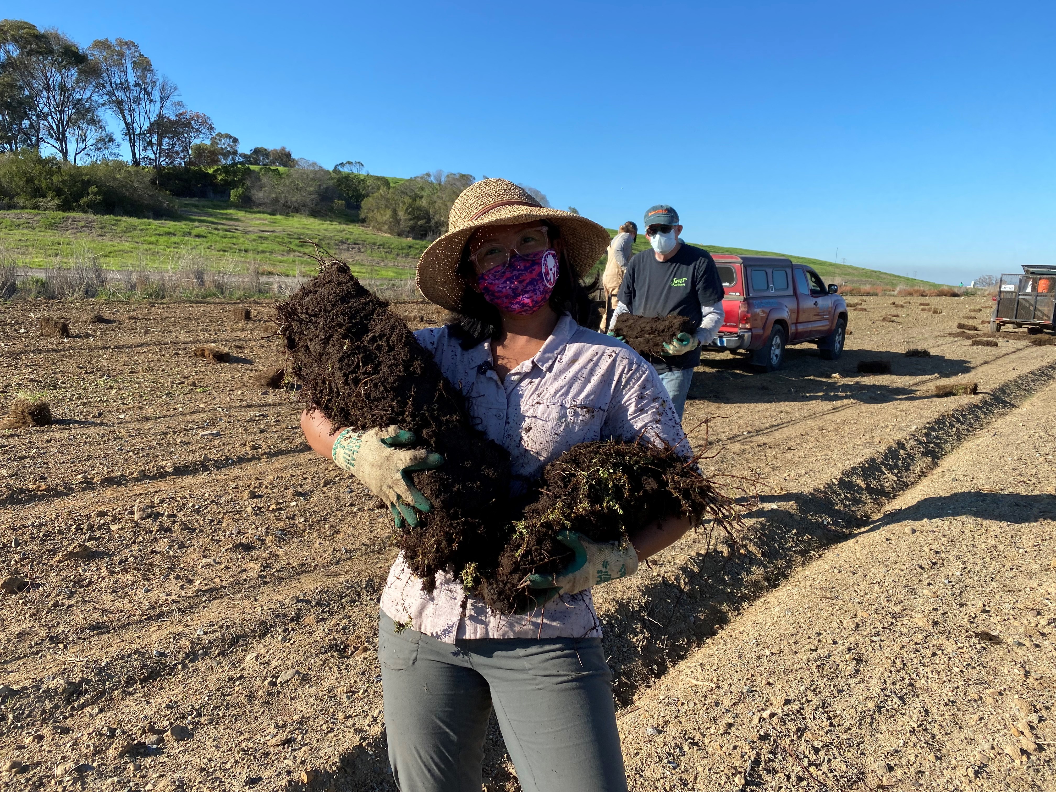 Save The Bay staff with native sod.