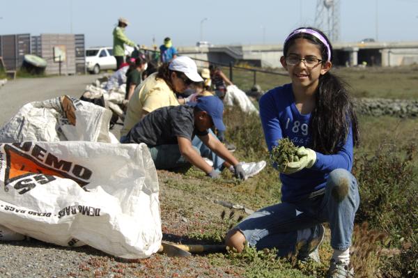 Volunteers help Save The Bay at an Earth Day clean-up. Credit: Judy Irving, Pelican Media