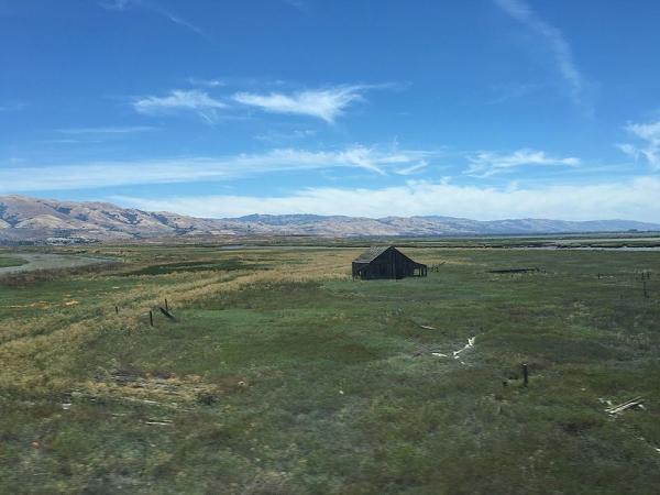 Ghost town Drawbridge, California, seen from train tracks passing over the Don Edwards Wildlife Refuge. Photo by Dargaseay 