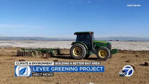 A Save The Bay tractor prepares the ground for planting at Ravenswood Ponds