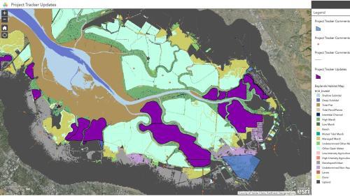 Interactive map of progress of SF Bay wetland habitat restoration. Credit: San Francisco Estuary Institute