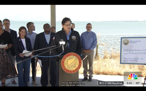 State Sen. Josh Becker announcing release of $40 million for SF Bay restoration