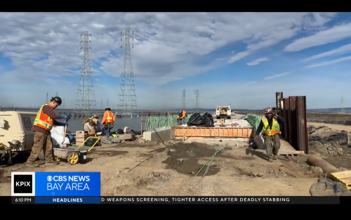 Workers at Mountain View Pond A2W. Credit: KPIX CBS News