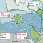 Tidal marsh restoration, pond enhancement, and new public access, including these from a map of Phase 1 actions, are laid out in the long-term restoration plan.