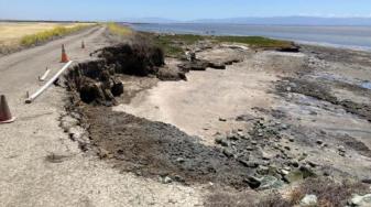 Erosion of legacy Whale's Tail Marsh at Eden Landing. Credit: Dave Halsing