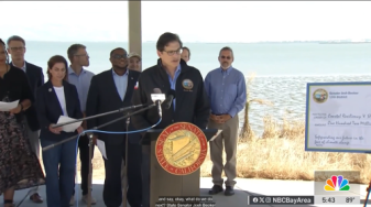 State Sen. Josh Becker announcing release of $40 million for SF Bay restoration