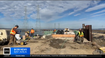 Workers at Mountain View Pond A2W. Credit: KPIX CBS News