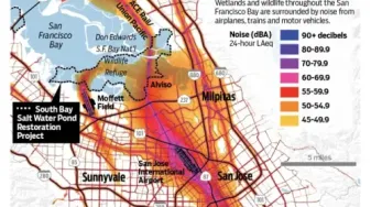 Map of noise impacts to SBSPR. Credit: Bay Area News Group